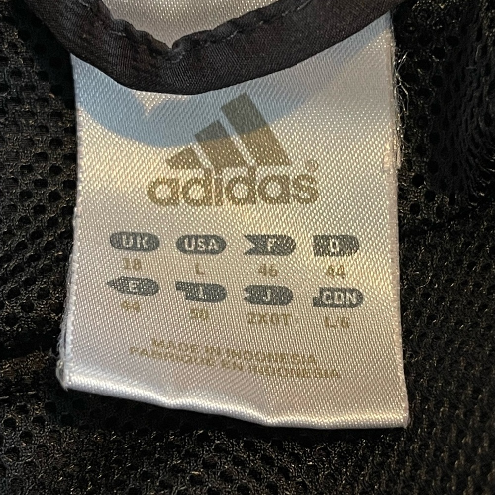 Adidas black with white Stripes lightweight full zipper wind Jacket. Size Large - Picture 2 of 6
